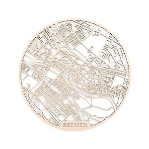 Wooden map of Bremen round