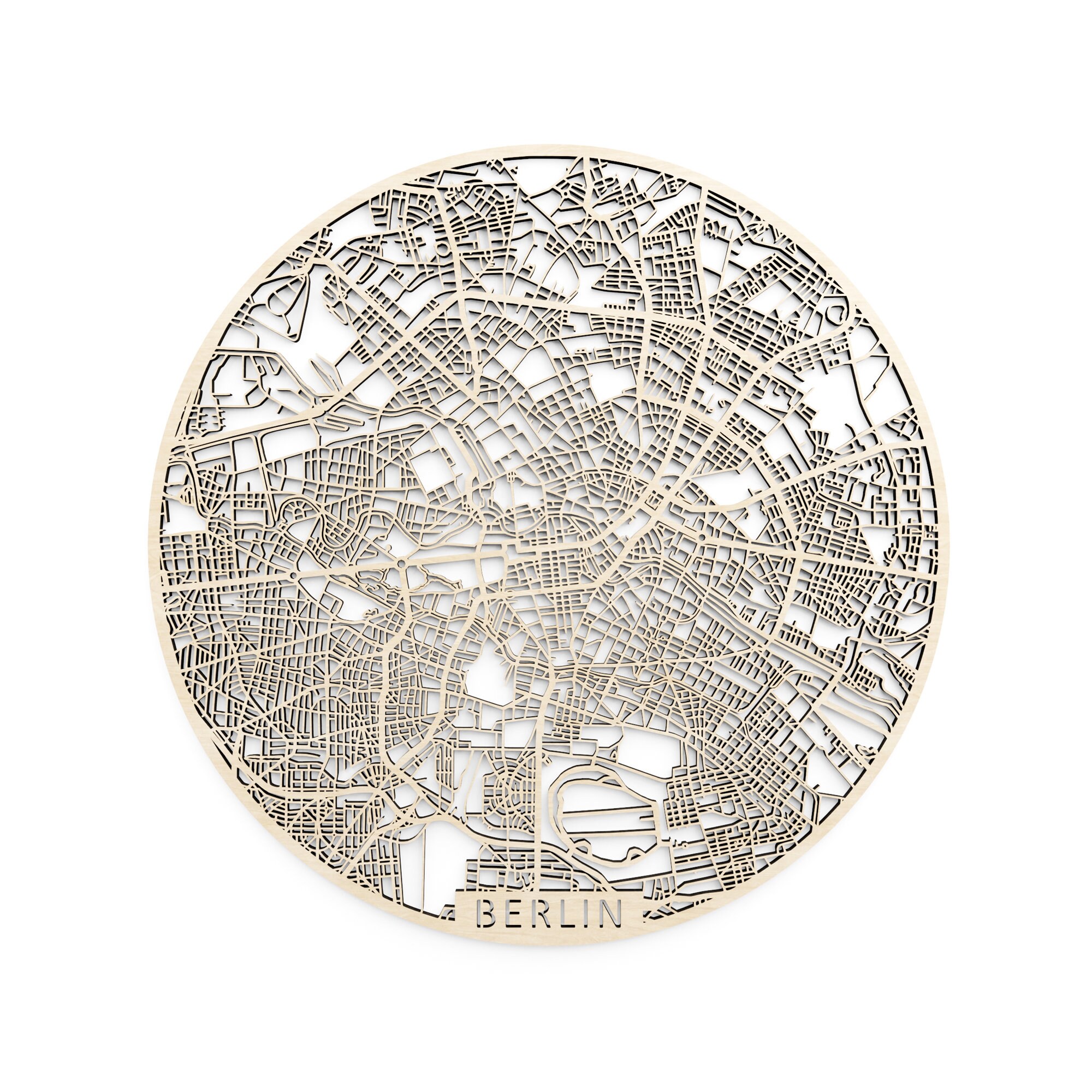 Wooden Map of Berlin Round larger View - Etsy
