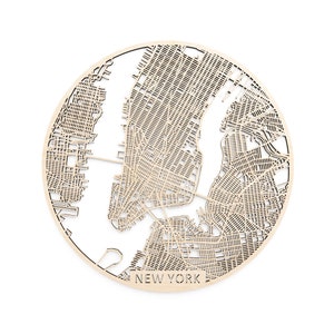 Houten kaart van New York NY rond