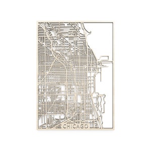 Carte en bois de Chicago IL