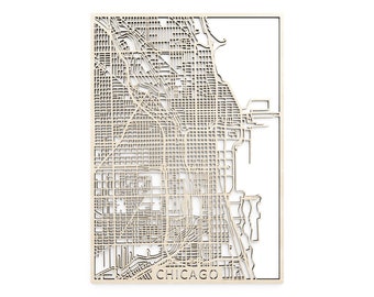 Wooden map of Chicago IL