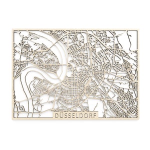 Wooden map of Düsseldorf