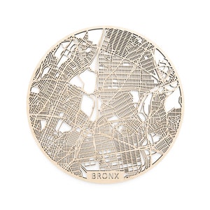 Wooden map of Bronx (New York NY)