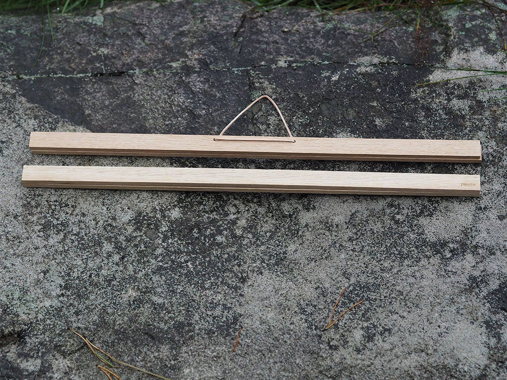 Wooden Poster Hanger Oak Leather Etsy UK