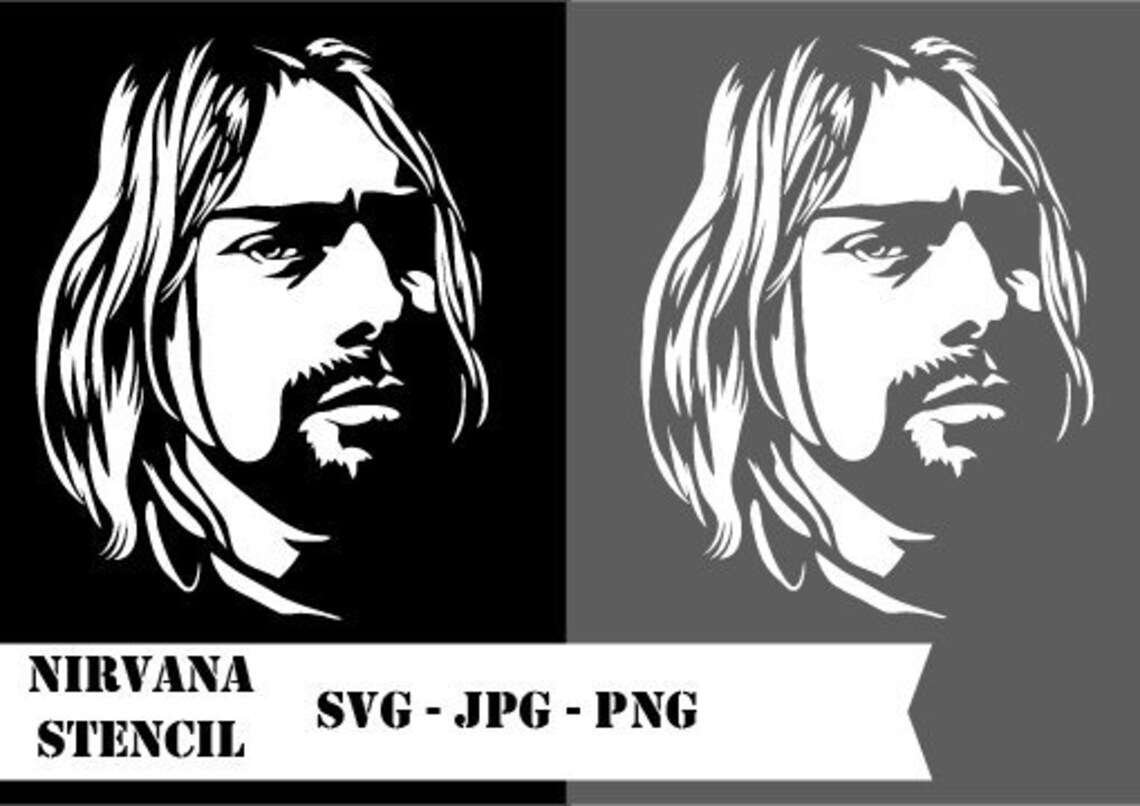 Nirvana svg Nirvana stencil Kurt Cobain STENCIL Home Wall Etsy