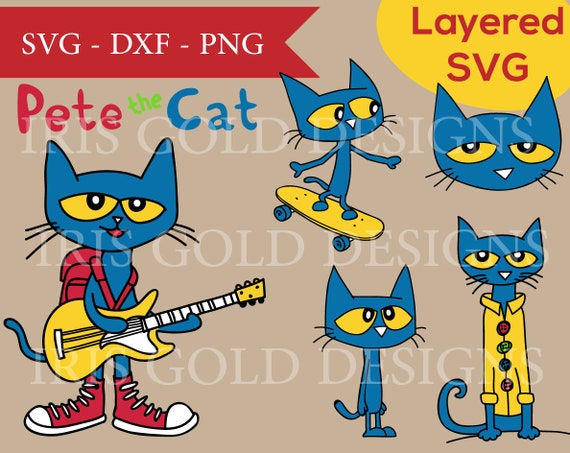 Pete the cat svg / png / dxf files Pete the cat clipart Pete | Etsy