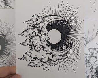 Luna - A5 Illustration Druck Gothic Haushaltsware