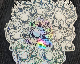 Queer as Hell Frog LGBTQ+ Vinyl Sticker - Queer Kultur, Laptop/Journal/