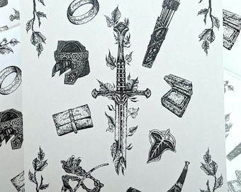 Der Herr der Ringe Kunstdruck - Fantasy, Tolkien inspirierte Illustration von Die Gefährten