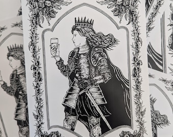 Gothic, Mittelalterliche Schildmaid Ritter Illustration - Dunkle Kunst und Gothik Haushaltsware/Dekoration
