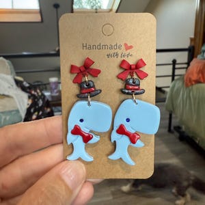 Dapper Whale clay Earrings