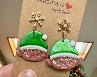 Elf Christmas Clay Earrings