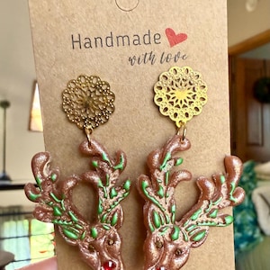Reindeer intricate Clay Earrings