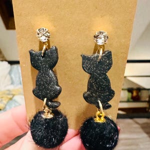 Black cat  earrings