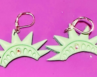 Statue of Liberty Crown Clay Earrings