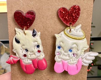 Valentine Angel and Devil Cupid Earrings