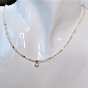 Dainty Genuine Classic Pearl Necklace, Seed Bead Freshwater Pearl Necklace, Genuine Freshwater Pearl Necklace, Minimal dainty Pearl Necklace