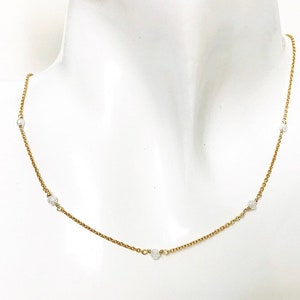 Dainty cubic zirconia gold necklace, minimalist necklace, dainty CZ diamond necklace, diamond by yard gold necklace, gift for her, Christmas