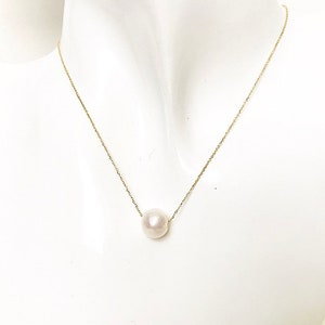 Delicate dainty Freshwater Pearl necklace , 18” solid Gold necklace, 18k solid gold necklace, Genuine Pearl Necklace, Christmas, real gold