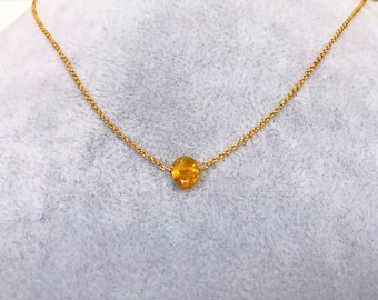 Citrine necklace, gold chain necklace, elegant citrine necklace, gift for her, gold necklace, minimalist necklace dainty chain necklace
