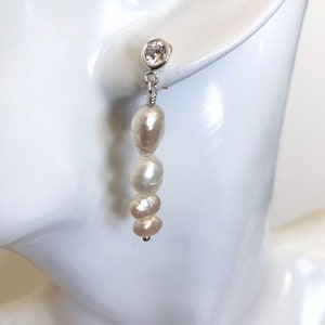 Genuine Pearl earrings, nugget pearl earrings, stud earrings with pearls zirconia, sterling silver earrings, wedding jewelry, bridesmaids, g