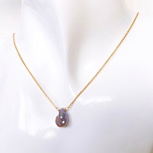 Süßwasser-Perle-Halskette, 16&quot; vergoldet Sterling Silber Halskette, Geschenk für sie, Hochzeiten, Keshi Perle Halskette lila Perle Halskette