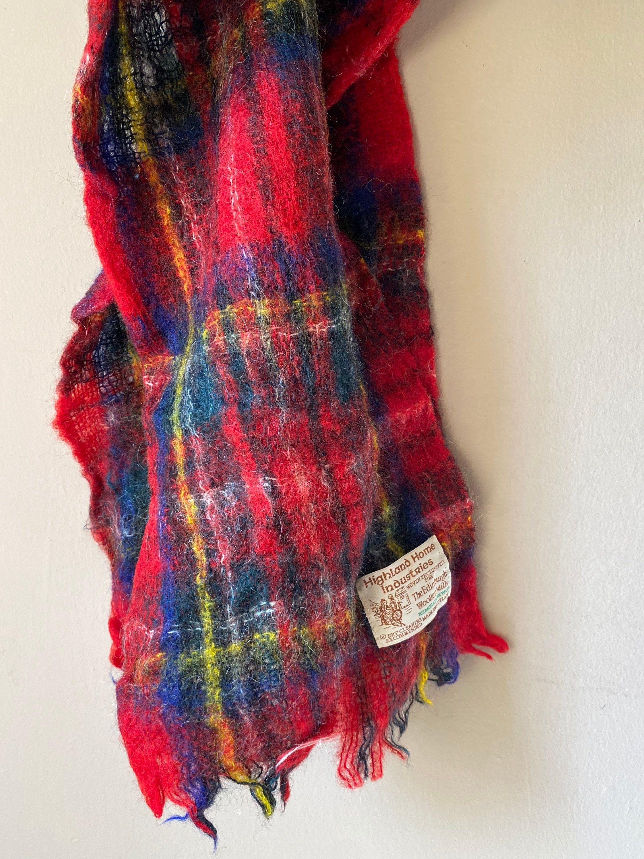Vintage Highland Home Edinburgh Woollen Mills Mohair Wool Plaid Tartan