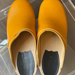swedish hasbeens yellow clogs