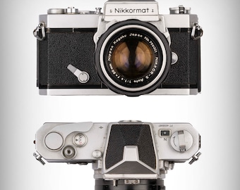 Antique Nikkormat Camera Photo, Vintage Wall Art, Office Decor, Retro wall art, Digital download, Black and white