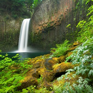 Waterfall photo, Waterfall Photography download, Abiqua Falls Oregon photography, Fine art, Nature, Wall art, Digital download