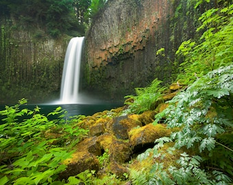Waterfall photo, Waterfall Photography download, Abiqua Falls Oregon photography, Fine art, Nature, Wall art, Digital download