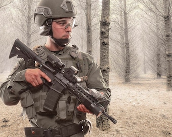 Nebbioso bosco foto SWAT, SWAT arredamento, regalo di ufficiale di polizia, lo sceriffo, parete arte, poster stampabile, scaricare