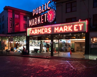 PIKE PLACE MARKET, Farmers Market, Seattle Washington, Wall art, Digital download, Seattle decor,