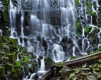 Ramona Falls, Waterfall photography, Oregon landscape, Nature photo, Wall art