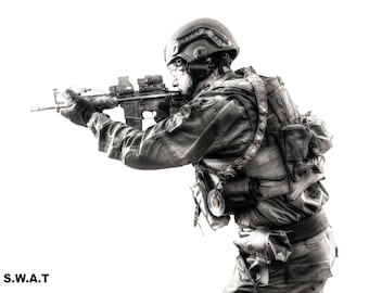 Download poster Swat, regalo ufficiale di polizia, forze dell'ordine, arte d'ufficio, primo soccorritore, arte della parete, squadra Swat, download istantaneo