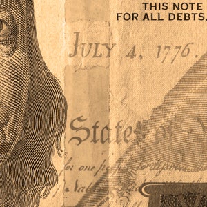 Modern contemporary artwork of Ben Franklin, Money Photography, Fine art, 100 dollar bill, Poster, Office art, Digital download