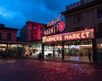 Pike Place Market, Seattle Washington, Home Decor, Fine Art, Farmers Market photo, Digital Download