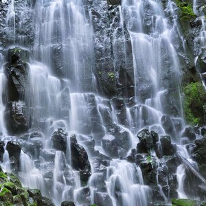 Waterfall photo, Romana Falls close up, Oregon waterfalls, Nature photography, Digital Download, Wall decor, mossy rocks