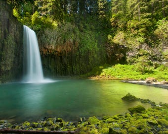 Waterfall photo, Waterfall Photography, Abiqua Falls Oregon photography, Fine art, Landscape, Nature, Instant download digital photo