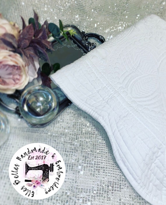 Baby quilt blanks scalloped edged white plain embroidered Etsy