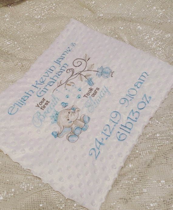 Bébé Garçon Bleu clair Star Pattern Landau Wrap couverture cadeau personnalisé de broderie 