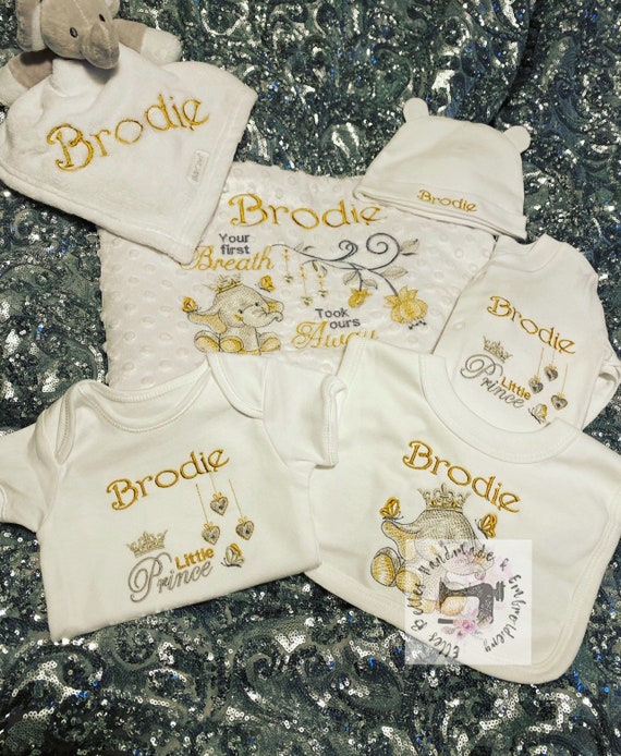 Easter bunny baby sleepsuit baby grow sleepsuit set birth announcement gift new baby gift Personalised baby gift