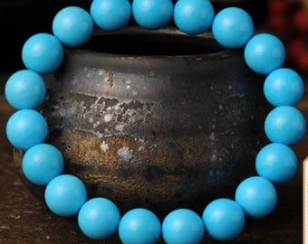 Sleeping Beauty Turquoise Bracelet – 8mm Beads – Handmade Slip-On Style
