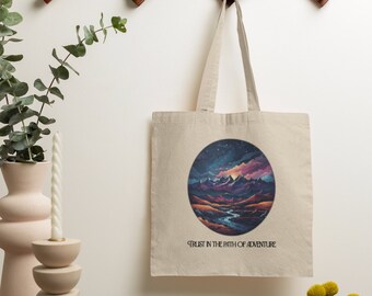 Trust The Adventure Path Canvas Tote Bag, cute everyday shopping grocery market shoulder tote world travel aesthetic gift for wandering soul