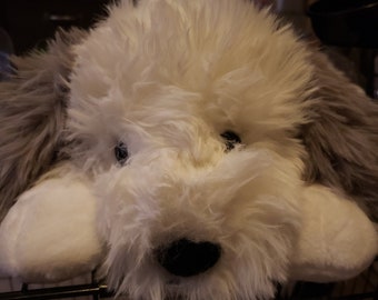 Weighted Large 1-4lbs White and Grey Sheepdog Dog Puppy Plush for Anxiety, ADHD, Stress, Autism, Comfort Therapy Stuffed Animal