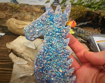 Beauty! Sparkly Unicorn Crystal Head | Amethyst, Aura Quartz, Crystals, Healing Crystals, Rainbow Crystals, Boho Decor, unicorn, raw crystal