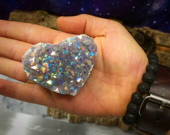 Stunning! Amethyst Geode Heart | Aura Quartz, Amethyst Aura Quartz, Crystals, Healing Crystals, Rainbow Quartz, Rainbow Crystals, Quartz,