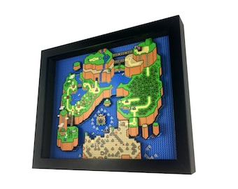 Super Mario World Map 3D Shadow Box Diorama 8"x10"x1.5" Frame with Glass Pane
