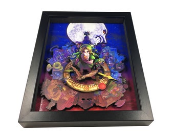 Majora's Mask Videogame Shadow Box 8x10 and 11x14 | Legend of Zelda Poster | Ocarina of Time | Zelda Wall Decor | Zelda Diorama Art