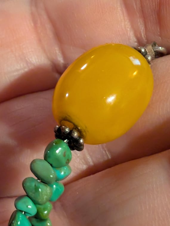 Turquoise Mini Chunk Bracelet Toggle Closure Eggy… - image 4